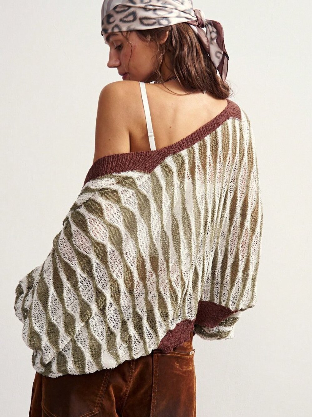 Multicolor Casual Women's Colorblock Versatile Knit cardigan Top - Picture 6 of 12